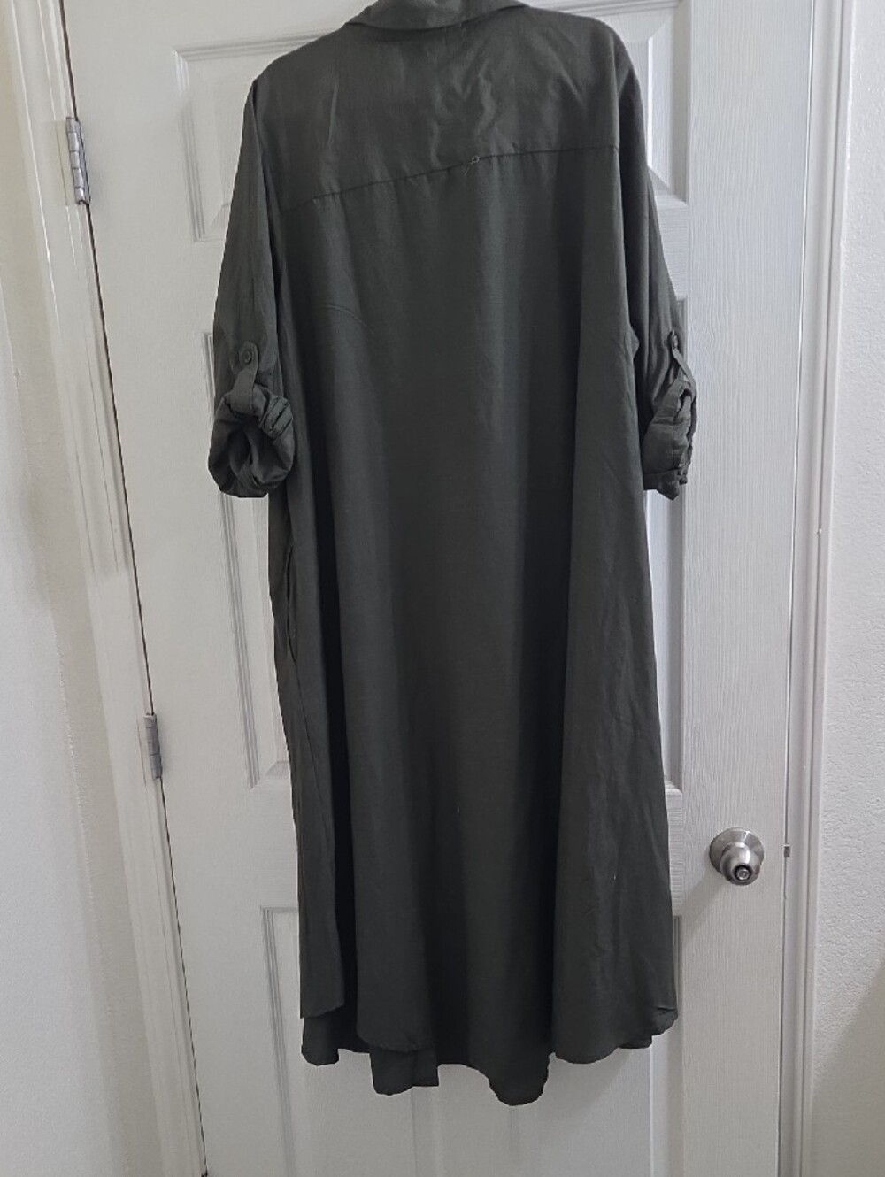 Ashley Stewart Olive Green Button-Front Shirt Dress - Picture 5 of 6